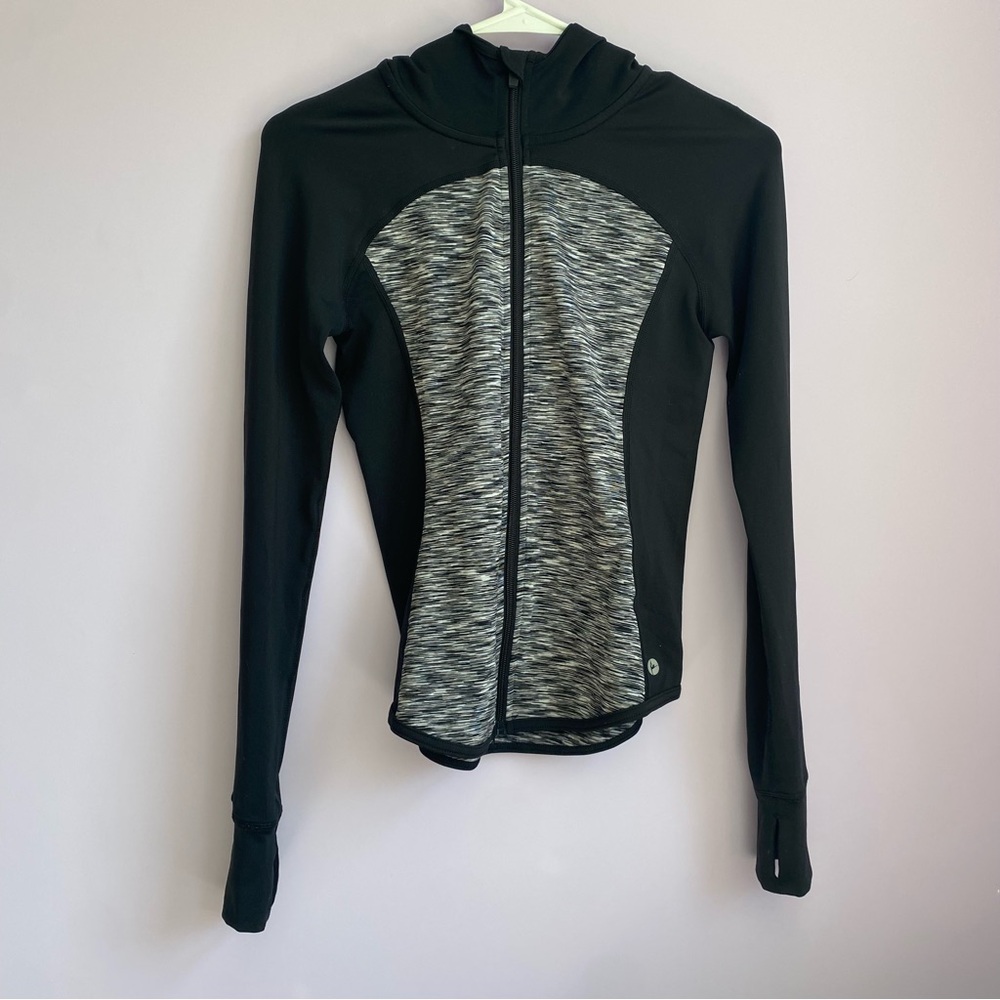 Black and Gray Kids Zip-Up Athletic Top
